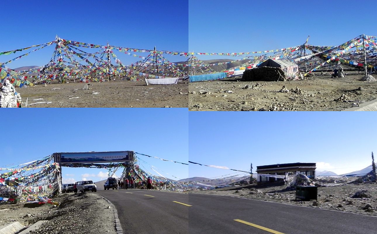 07 Prayer Flags Frame The Tong La On The Road Between Nyalam And Tingri Prayer flags are strewn across the road at the Tong La (5143m), the first of the two passes between Nyalam and Tingri.